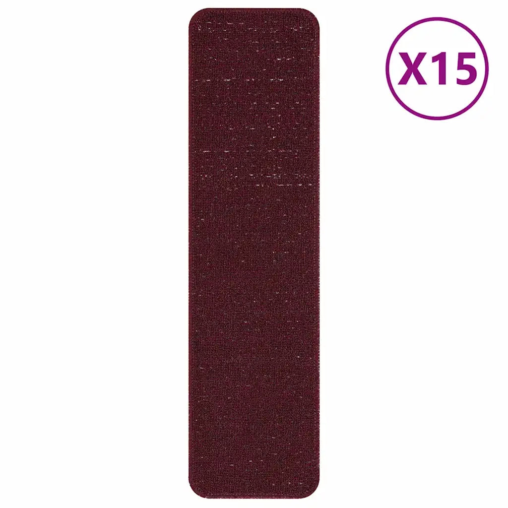 Tappetini Antiscivolo per Scale 15 pcs Bordò 75 x 20 cm PP 4019813