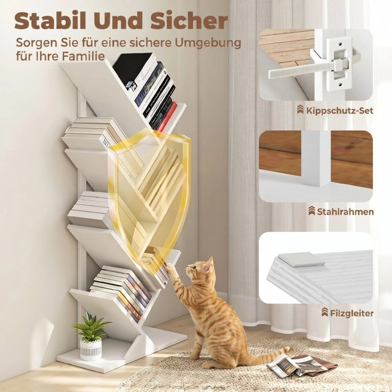 LIBRERIA A 7 RIPIANI Design ad albero 50x24x109 cm Bianco