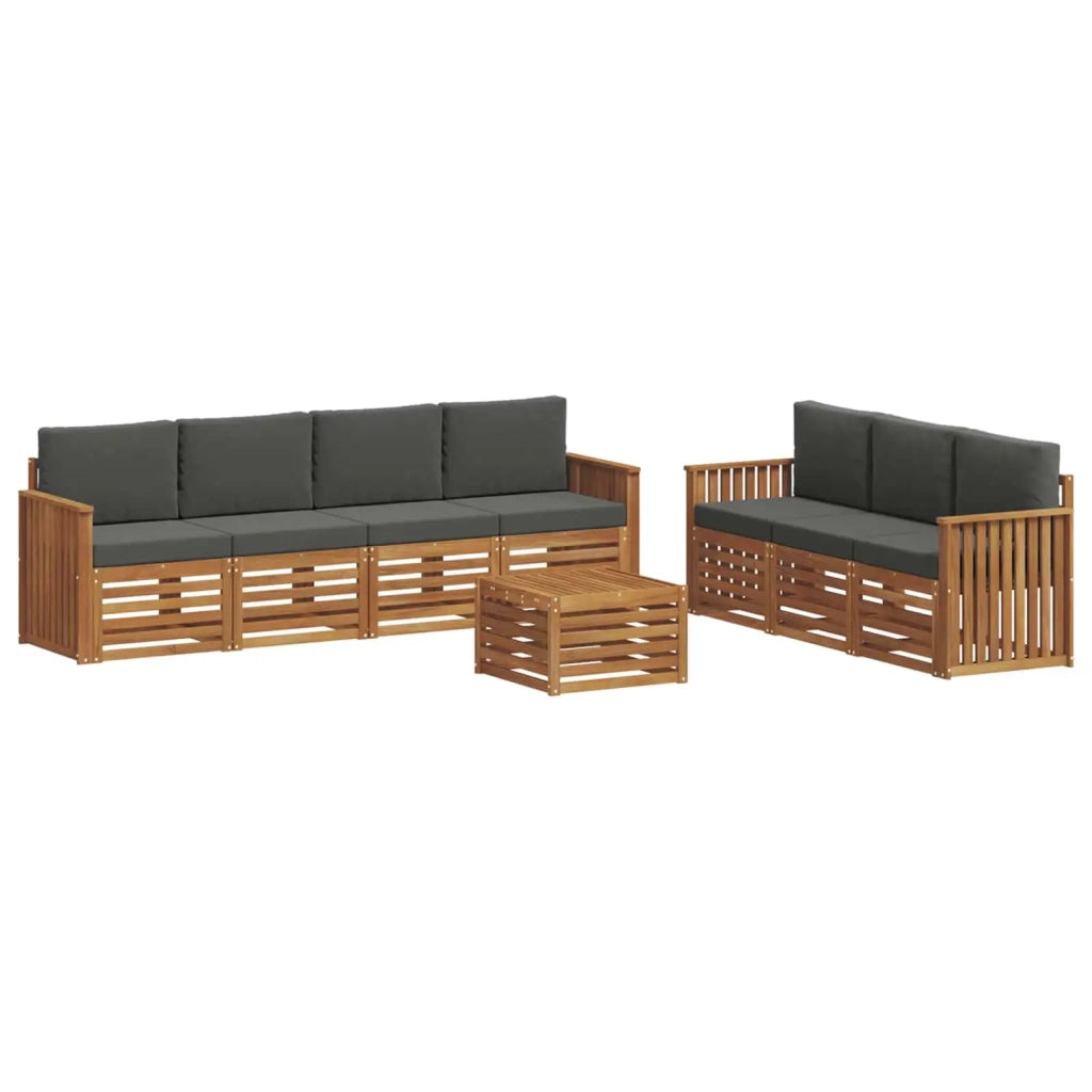 Set divani 8 pcs Naturale e Antracite Legno di Acacia Massello
