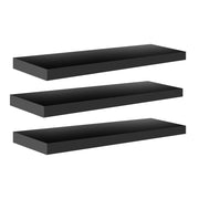 Mensola design in legno a muro con luci led. Set mensole a scomparsa nere taglia M+M+M