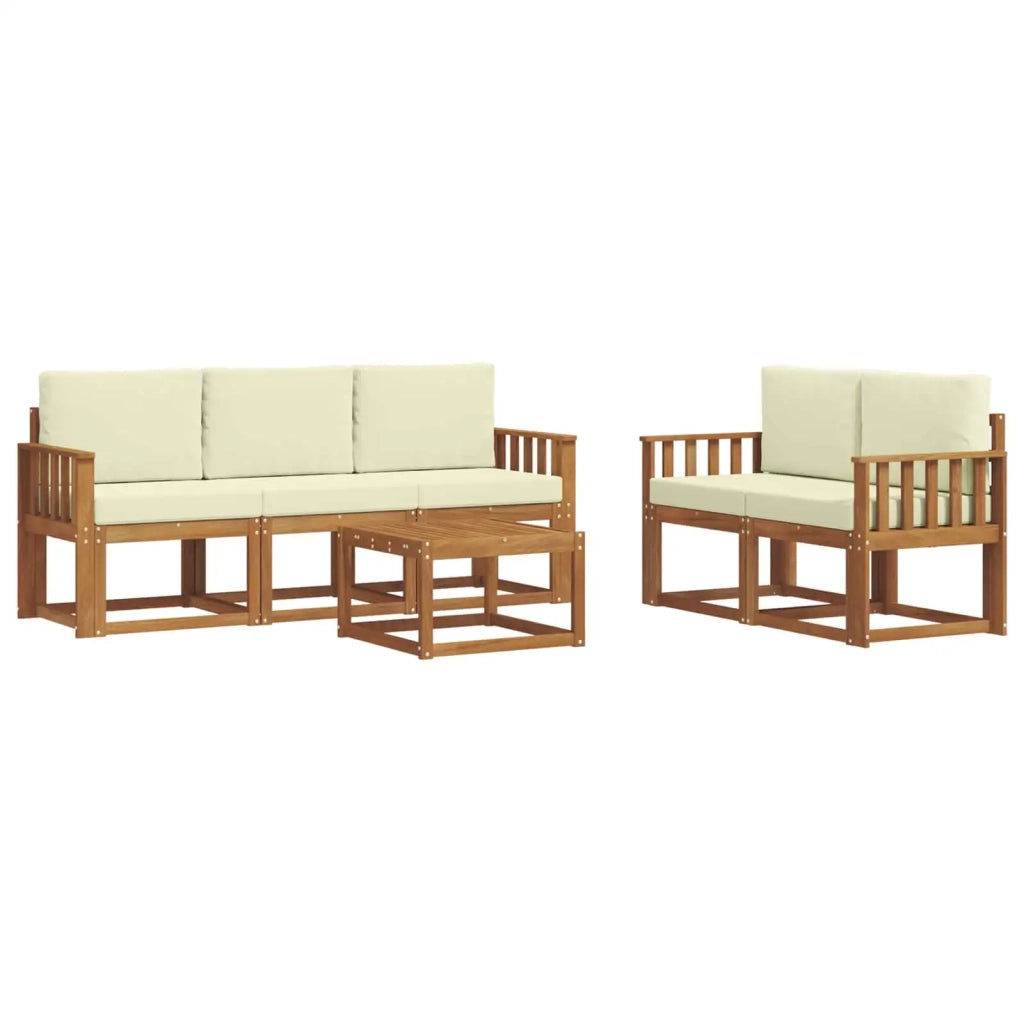 Set di divani da esterno con cuscino 6 pcs Naturale e Crema 3366003