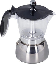 Caffettiera per 6 tazze - classico apparecchio per caffè in acciaio inossidabile - coperchio in ABS trasparente - cucina campeggio ufficio.