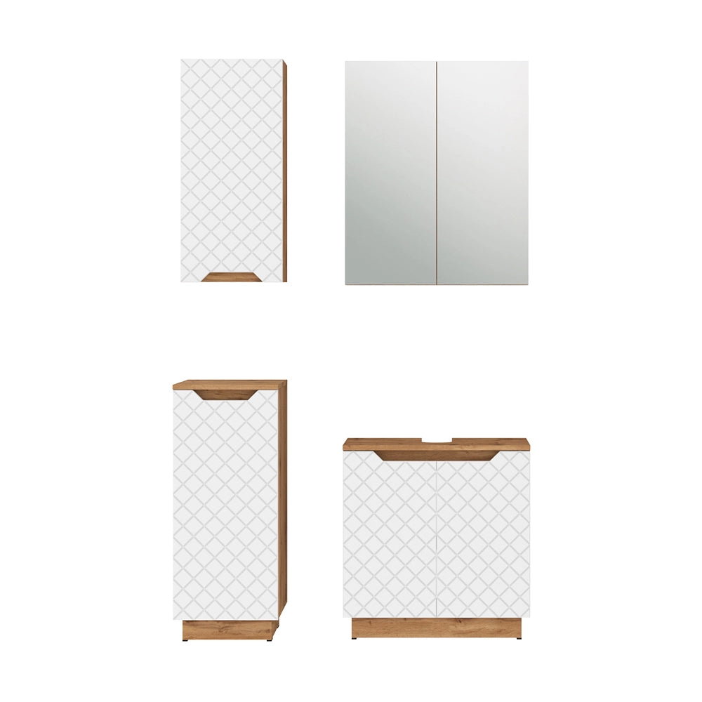 Vicco Set di mobili da bagno Rovere/bianco a strisce 4 parti