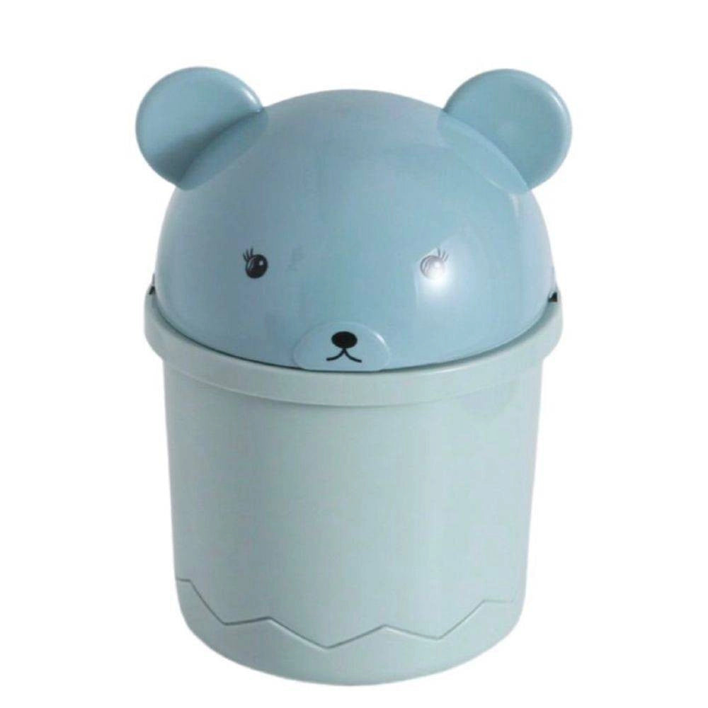 Trade Shop - Pattumiera Azzurra Orsetto Ribaltabile Secchio Rifiuti Spazzatura Dim 28x18.5cm -