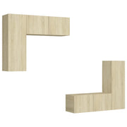 Set di mobili da 4 pezzi tra cui armadio credenza mobile porta TV soggiorno/camera da letto/salotto legno ingegnerizzato rovere Sonoma marrone 02_0024810