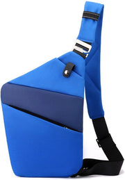 Borsa da viaggio con capacità grande - borsa a tracolla con design moderno - borsa a tracolla leggera per viaggi o sport - Borsa da spalla destra - 20*2*32cm - Blu reale e blu