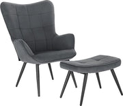 Fauteuil di lusso a pelle di finta con rivestimento in flanella - Poltrona/Divano/Sedia di lusso - Classico, Solido e Stiloso - Grigio