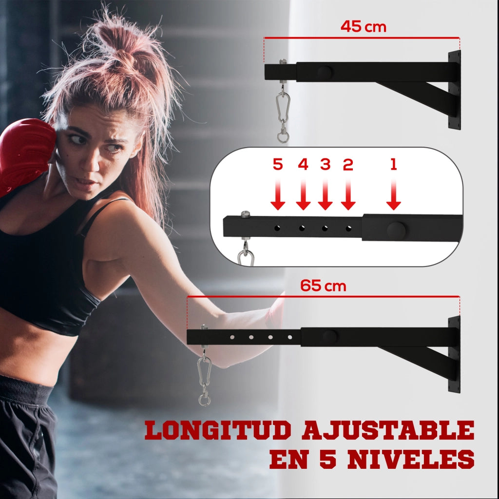 Sostegno per Sacco da Boxe a Parete ¨C zephmum ¨C Nero, Metallo, 45-65 cm