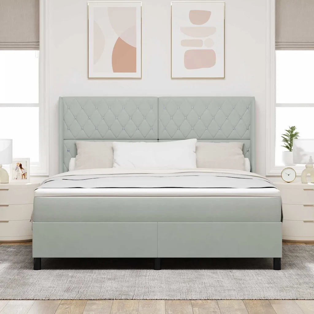 Letto a molle con materasso Grigio chiaro 180 x 200 cm Velluto 3341966