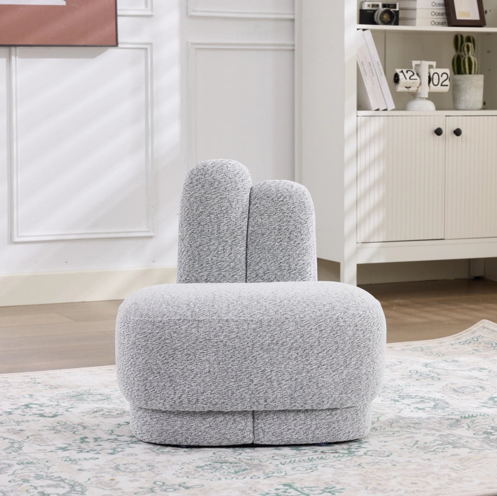 Pouf imbottito a coniglio con orecchie ricamate grigio antico
