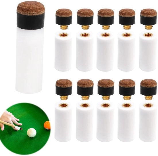 Set di Punti da Biliardo da 10 - Punti di Riserva - 10 mm Cono - Accessori di Alta Qualità - Materiale Resistente in Plastica/Cuoio - Facile da Sostituire - Accessori da Biliardo