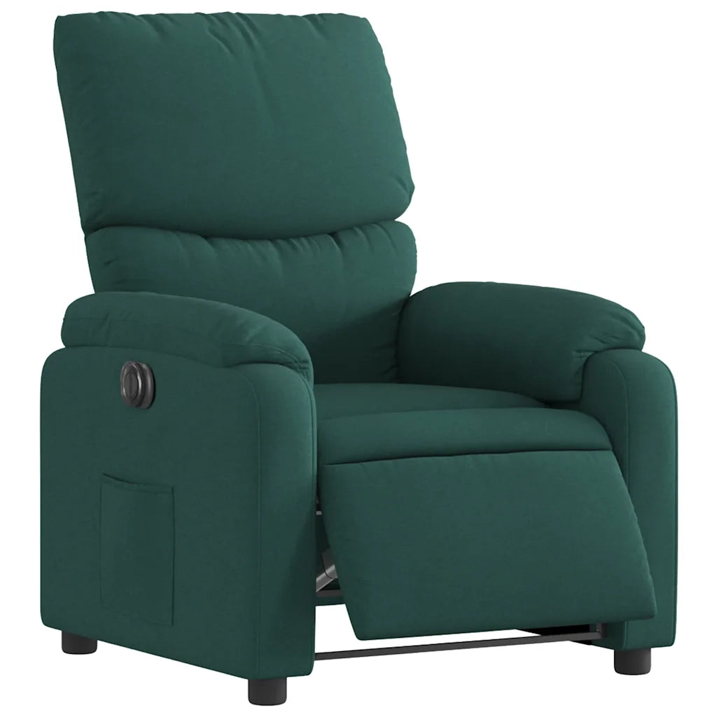 Poltrona | Sedia Relax Elettrica Reclinabile Verde Scuro in Tessuto