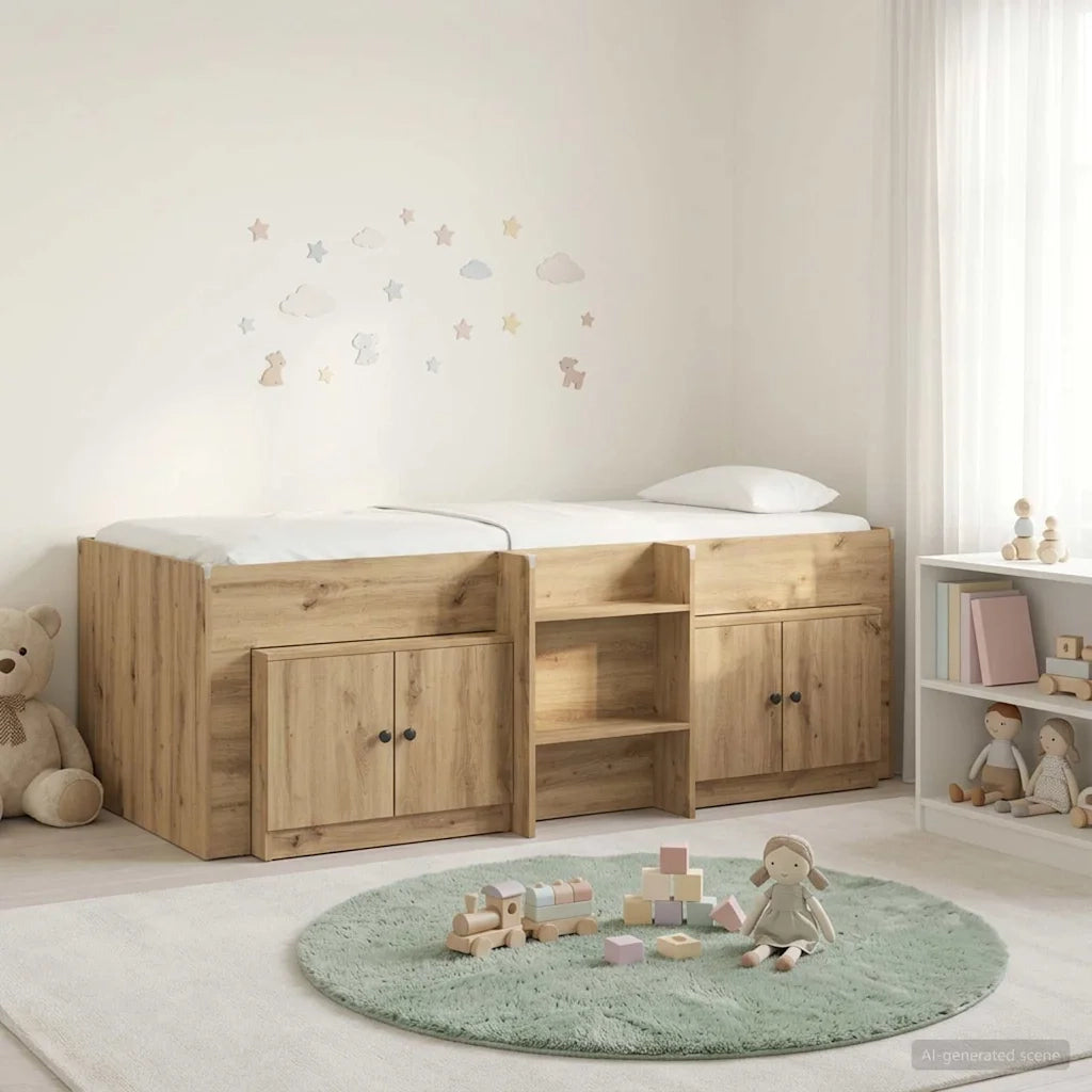 Struttura Letto Loft con Mobile 3 pz Rovere Artigianale 3423373