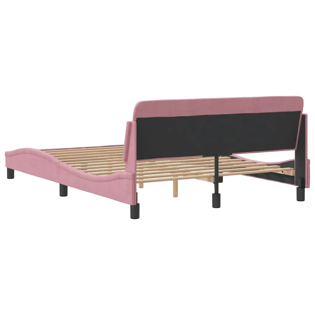 Giroletto con Testiera-Struttura Letto con testiera Dover Rosa 140x190 cm Velluto