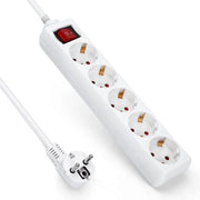 Scatola di connessione con interruttore e protezione da sovracorrente - 5-volti - sicurezza per bambini - 3g15m² - 3m cavo - bianco - (5-volti 3m)
