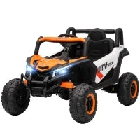 Auto Elettrica per Bambini con Telecomando, Cintura di Sicurezza, Clacson, Luci a LED e Porta USB, per 3-5 Anni, Arancione