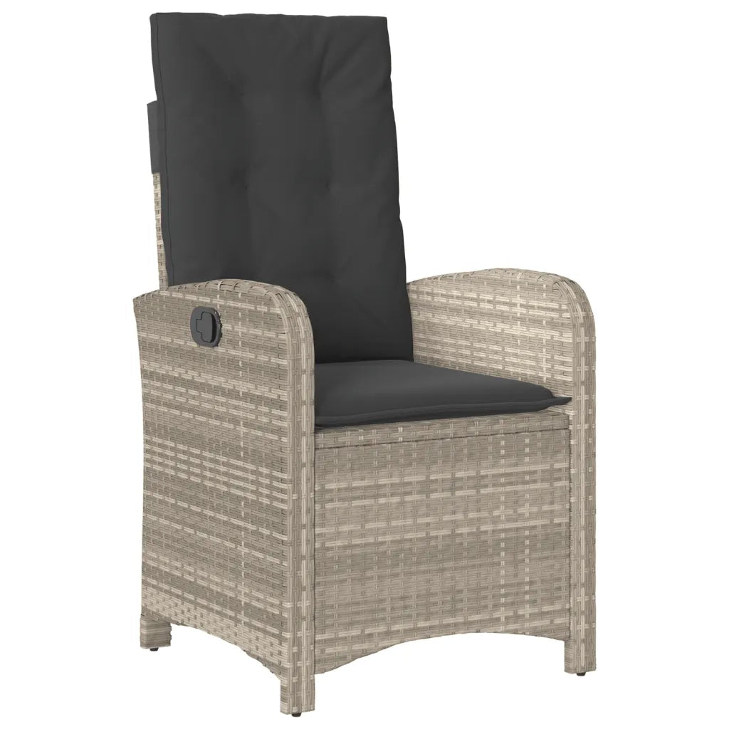 Set da Pranzo da Giardino 7 pz Cuscini Polyrattan Grigio Chiaro 3212425
