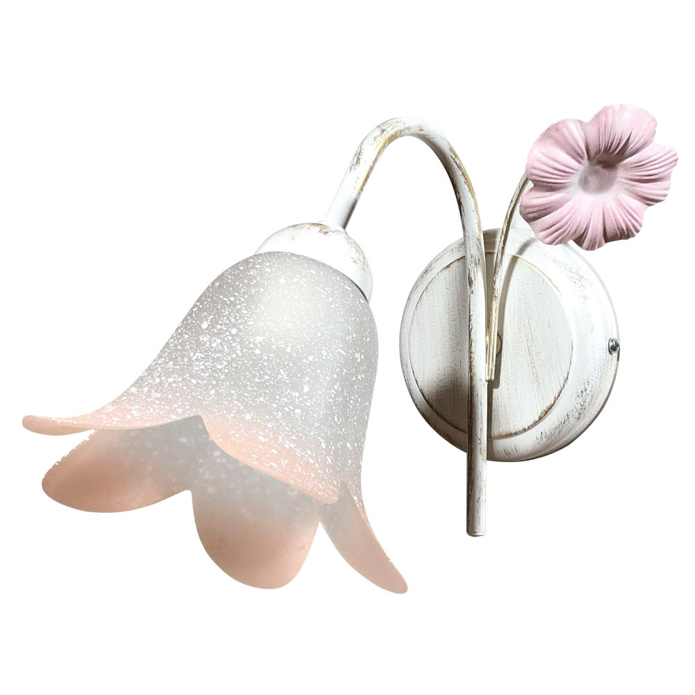 Applique 1xE14 Montatura Bianco Oro Vetro Ss Bianco Sfumato Rosa E-Energy Vera