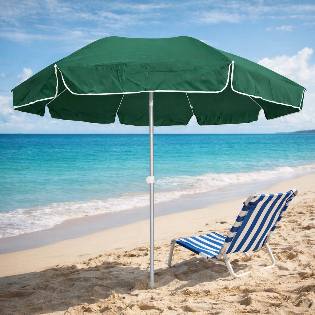 Ombrellone Mare Spiaggia 240 cm Antivento Alluminio UV50+ Inclinabile con Custodia e Trivella