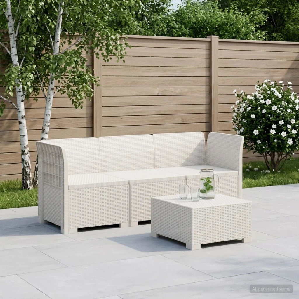 Divano da Giardino a 3 Posti in Aspetto Rattan PP Bianco 3443816