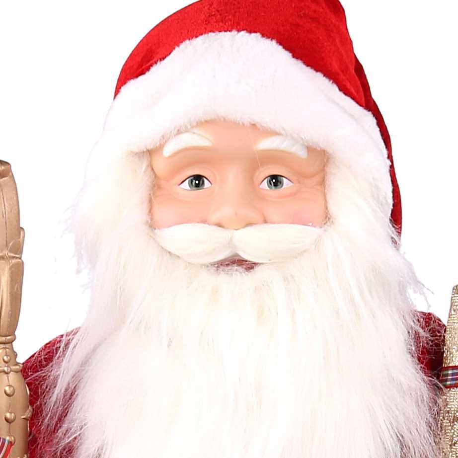 Babbo natale in tessuto rosso con bastone cm xh80