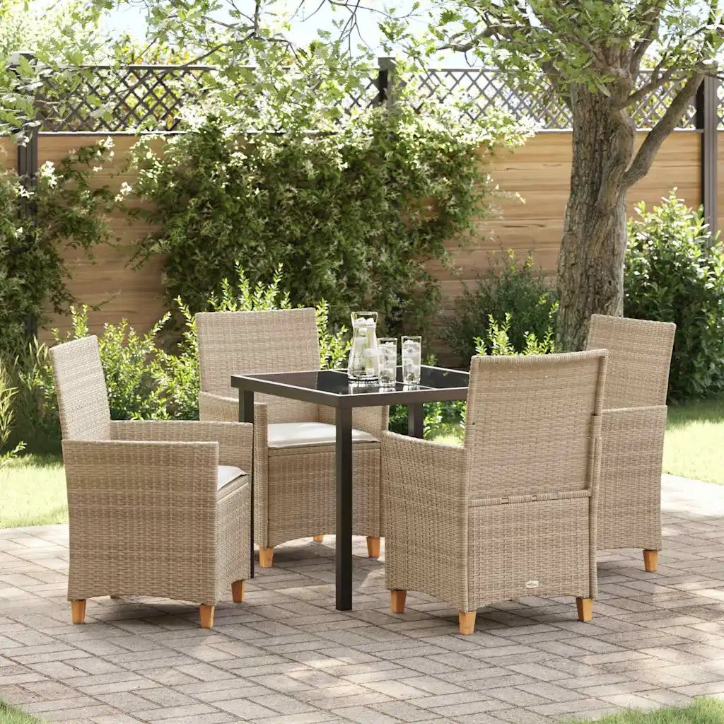 Set da Pranzo per Giardino 5 pcs Beige polyrattan 3381080