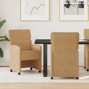 Sedie da Pranzo con Ruote 2 pcs Marrone 58 x 65 x 98 cm Velluto 42017882