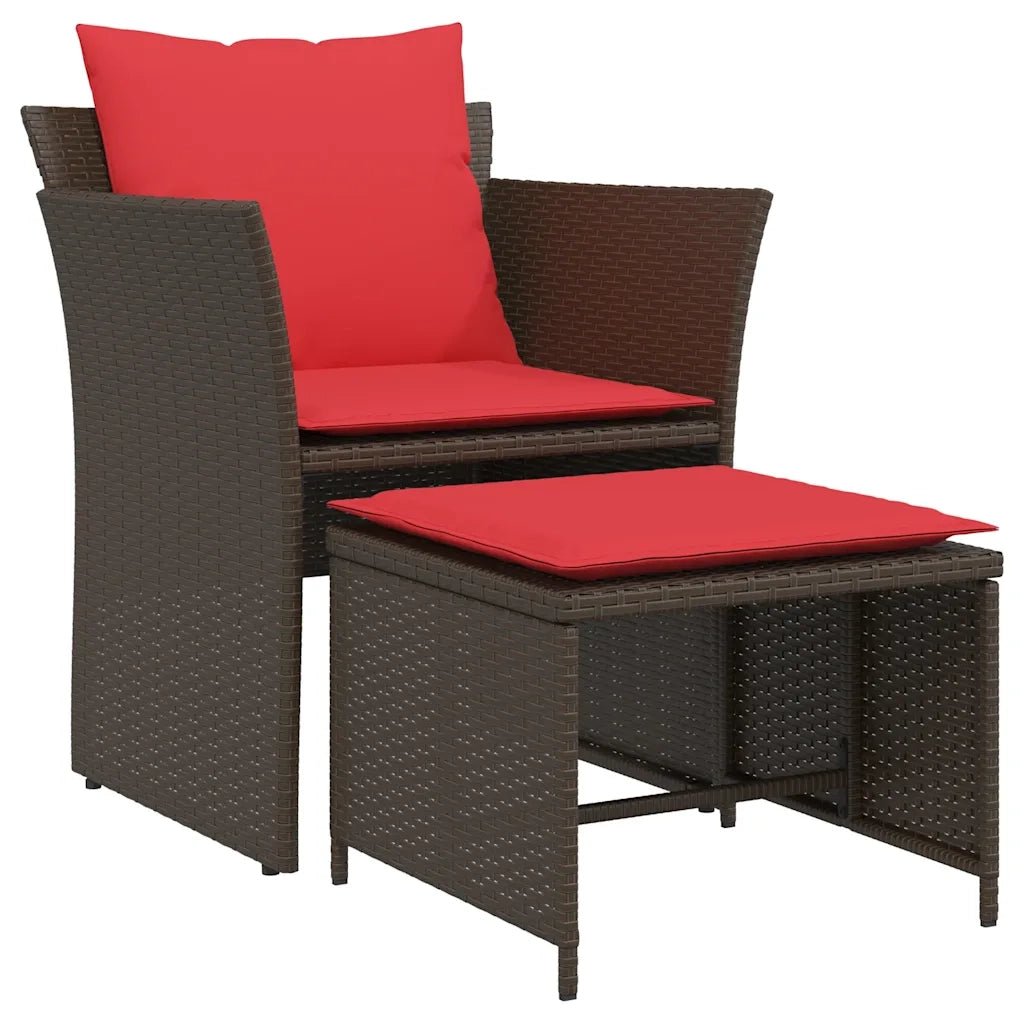 vidaXL Sedia da Giardino con Poggiapiedi in Polyrattan Marrone