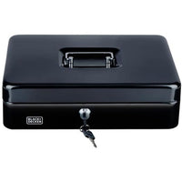 Cassettina Portavalori Nera a 4 Scomparti con Raccoglitore di Monete con 2 Chiavi Black & Decker