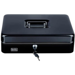 Cassettina Portavalori Nera a 4 Scomparti con Raccoglitore di Monete con 2 Chiavi Black & Decker