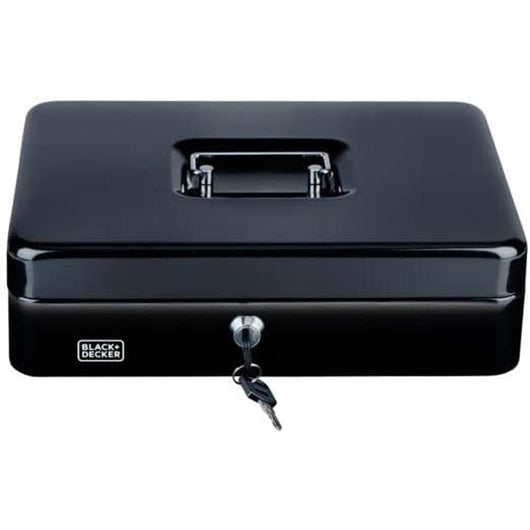 Cassettina Portavalori Nera a 4 Scomparti con Raccoglitore di Monete con 2 Chiavi Black & Decker