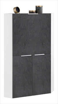 Armadio Angolare con Scrivania a Scomparsa 56x56x35x140h cm Dalia Bianco/Report Grigio