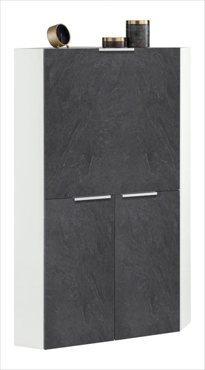 Armadio Angolare con Scrivania a Scomparsa 56x56x35x140h cm Dalia Bianco/Report Grigio