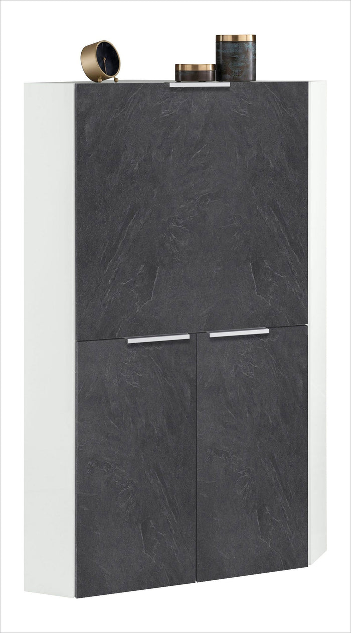 Armadio Angolare con Scrivania a Scomparsa 56x56x35x140h cm Dalia Bianco/Report Grigio