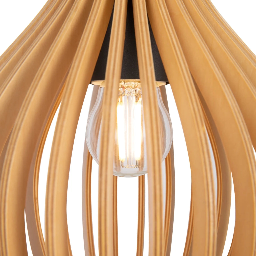 Maytoni Lampadario moderno Roots 1 luce E27 nero metallo legno