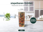 Scatola di Stoccaggio con Set di Copertura Aria Tettone, Senza BPA, Cassetto di Stoccaggio con Copertura per la Cucina, Set di Contenitori di Stoccaggio, Scatola di Stoccaggio per la Cucina Organizzatore, Fagioli e Zucchero - 6 Mix - Bianco