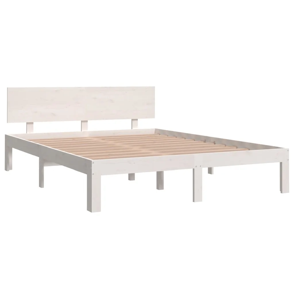 Giroletto-Struttura Letto Bianco in Legno Massello di Pino 140x190 cm 758748