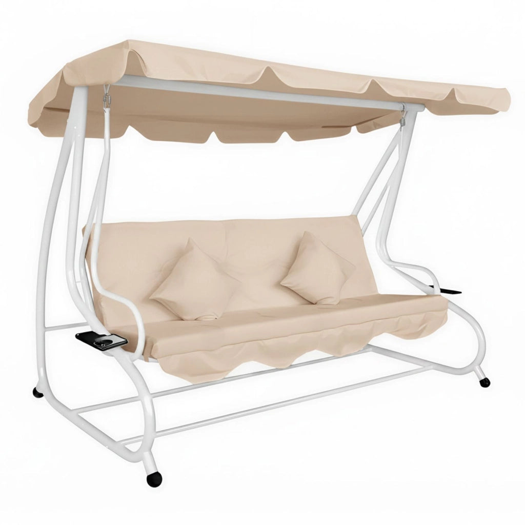 Marvin Harmony Dondolo Letto da Giardino 4 Posti con Tetto Parasole Struttura in Acciaio e Cuscino Imbottito 10 cm Altal