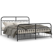Letto matrimoniale | Letto per adulti | Giroletto con Testiera e Pediera Metallo Nero 183x213 cm