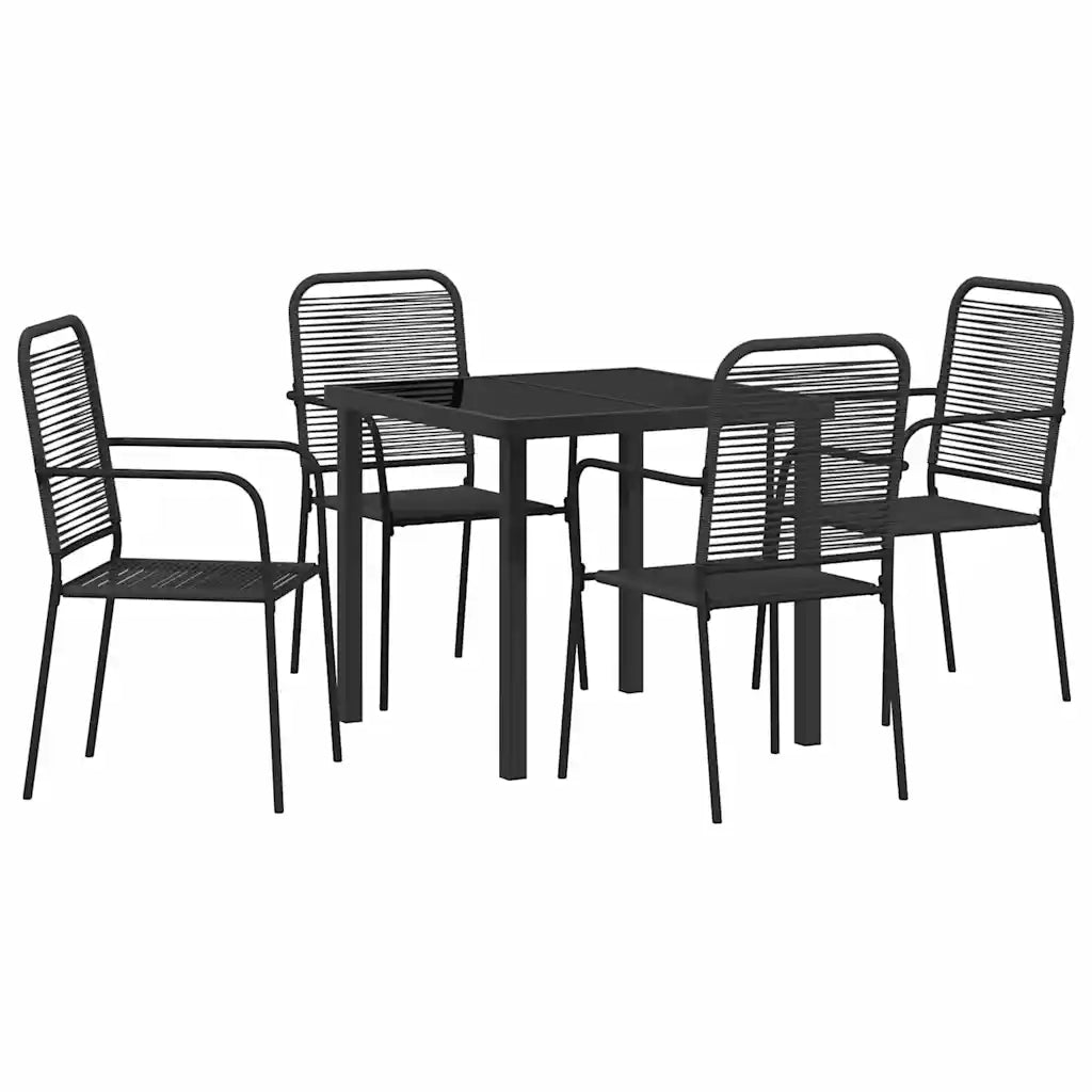 Set da Pranzo per Giardino 5 pcs Nero