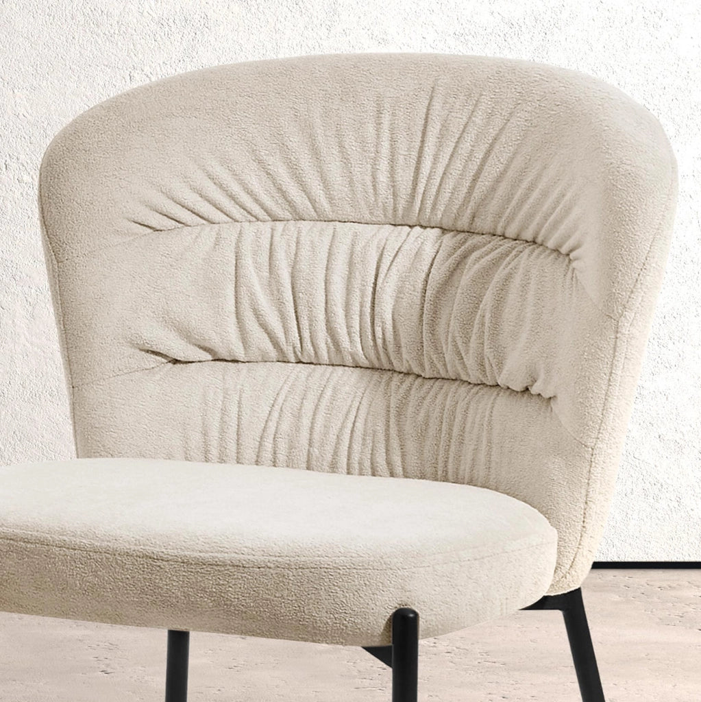 Set 2 sedie da pranzo Hispanohogar ferro e tessuto chenille beige 79×57×59 cm