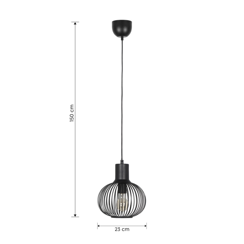 Lampada a sospensione loft nera sfera Ø23 E27 Trio Gila