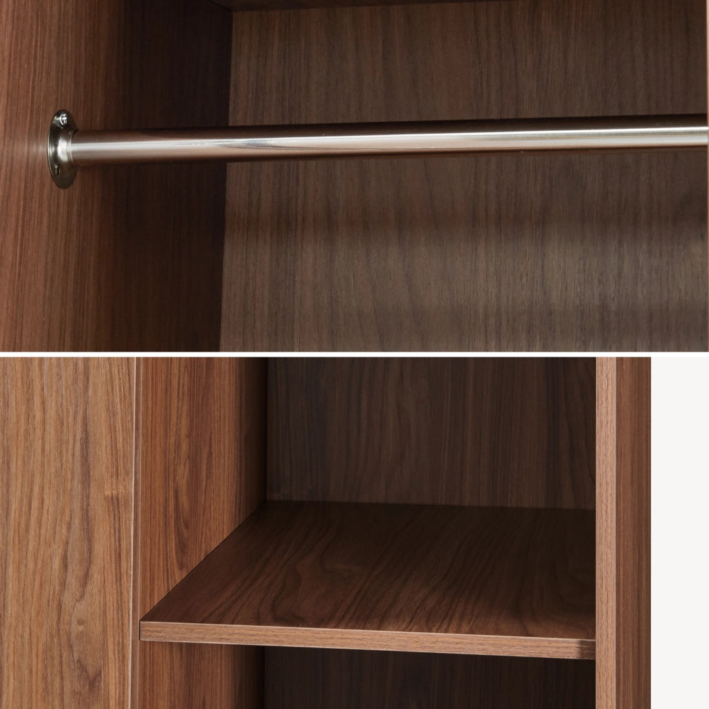 Armadio Guardaroba Norg con 2 Ante e 8 Scomparti 191x120x52 cm - Effetto Noce [en.casa]