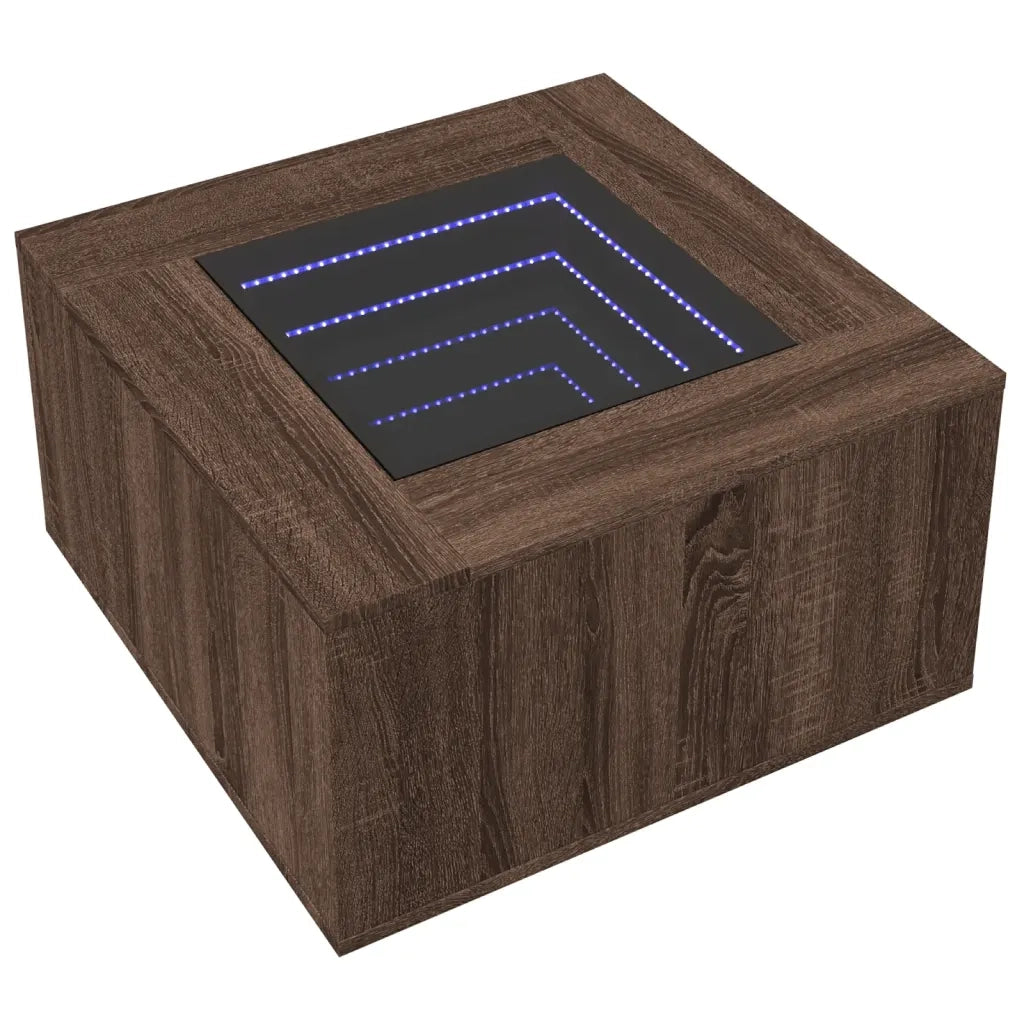Tavolino salotto | Tavolino da caff¨¨ | Tavolino da Soggiorno con LED Rovere Marrone 60x60x40 cm Multistrato