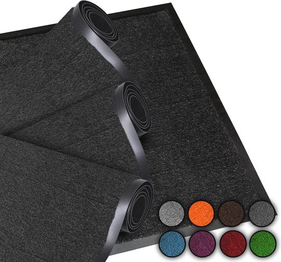Matte Antiscivolo per Porta 60 x 80 cm - Nero - Lavabile - Per Interno ed Esterno - Ideale per Entrata e Cucina
