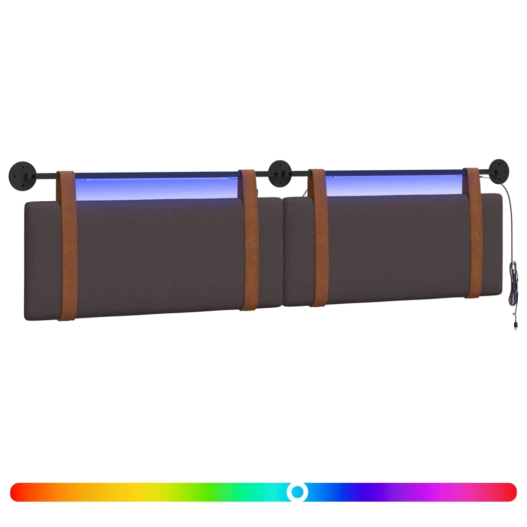 Testiera sospesa Con luce LED Marrone Scuro PU Antico 3424048
