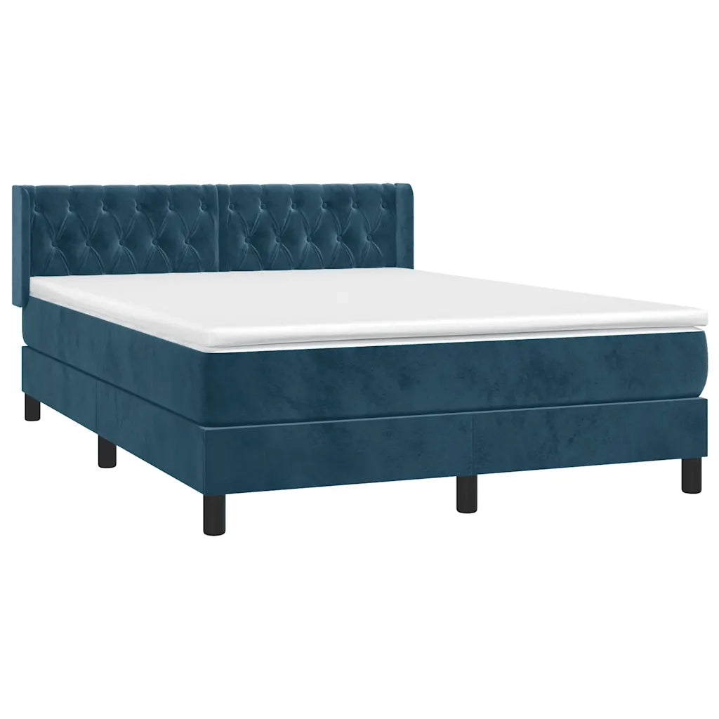 Giroletto a Molle con Materasso Blu Scuro 140x190 cm in Vellutocod mxl 74558