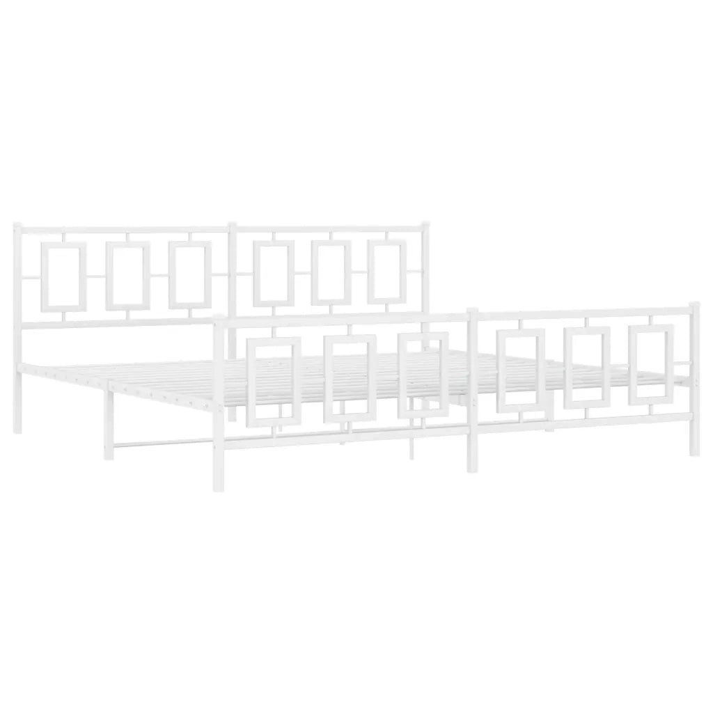 Giroletto con Testiera e Pediera-Struttura Letto Metallo Bianco 193x203 cm 227587