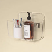 Organizzatore di bagno trasparente da agganciare al muro - senza forare - 1 pezzo - plastica