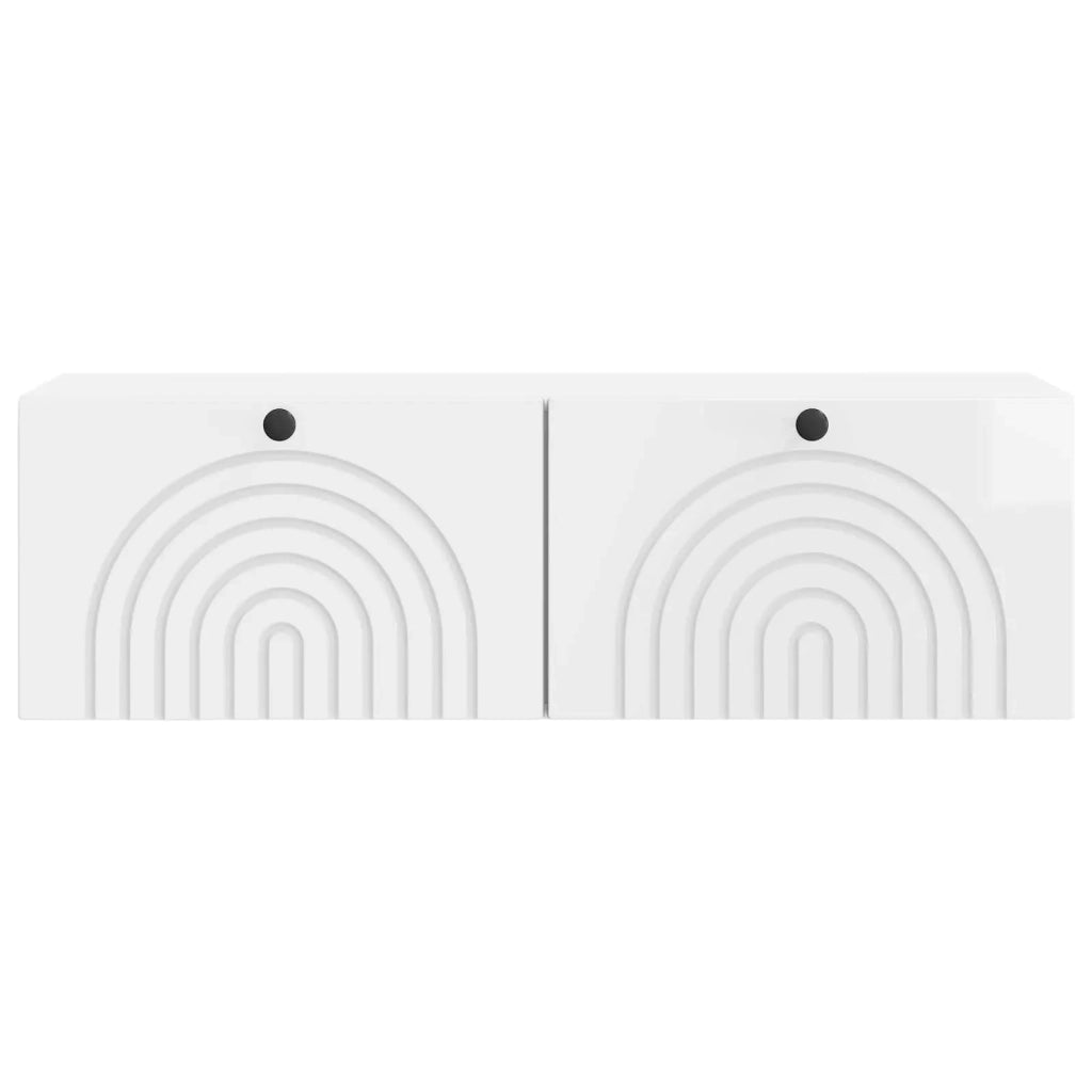 Mobile Porta TV da Muro Bianco Lucido 98 x 31 x 30 cm